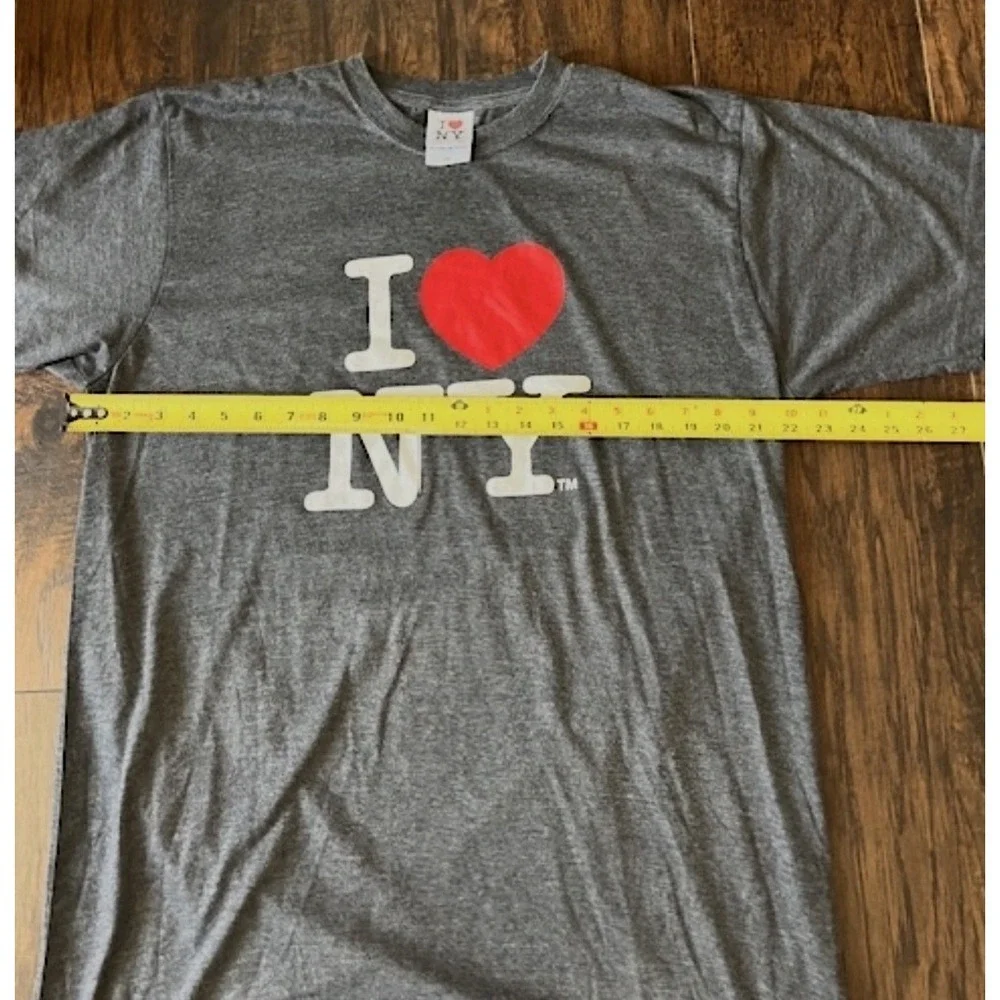 I Love NY Men's Graphic Print Short Sleeve Gray Jersey T-Shirt Crew Neck 2XL‎